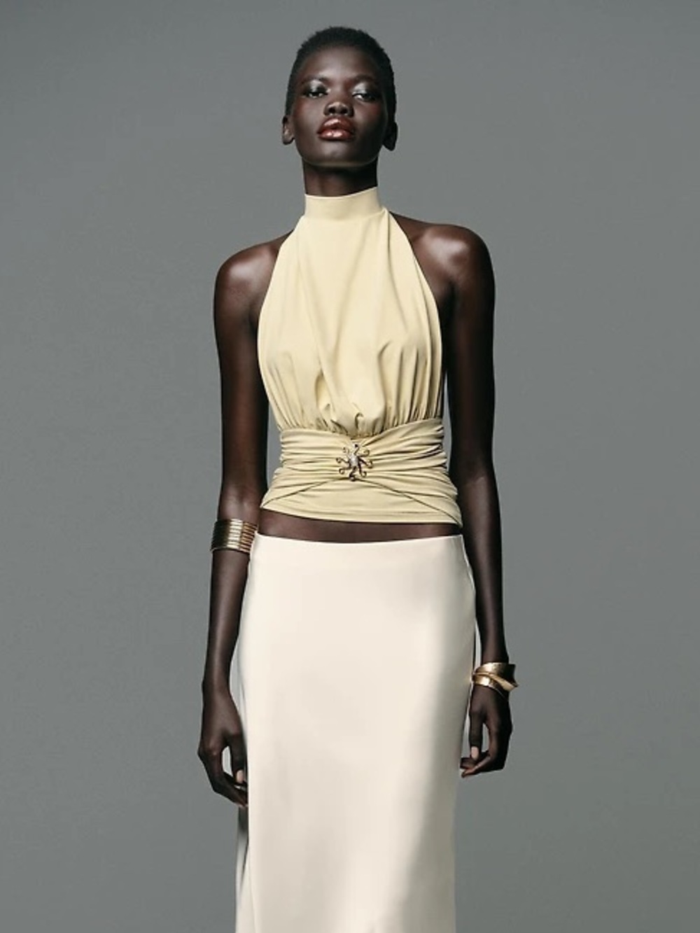 ZARA - Halter Neck Butter Yellow Top with open back